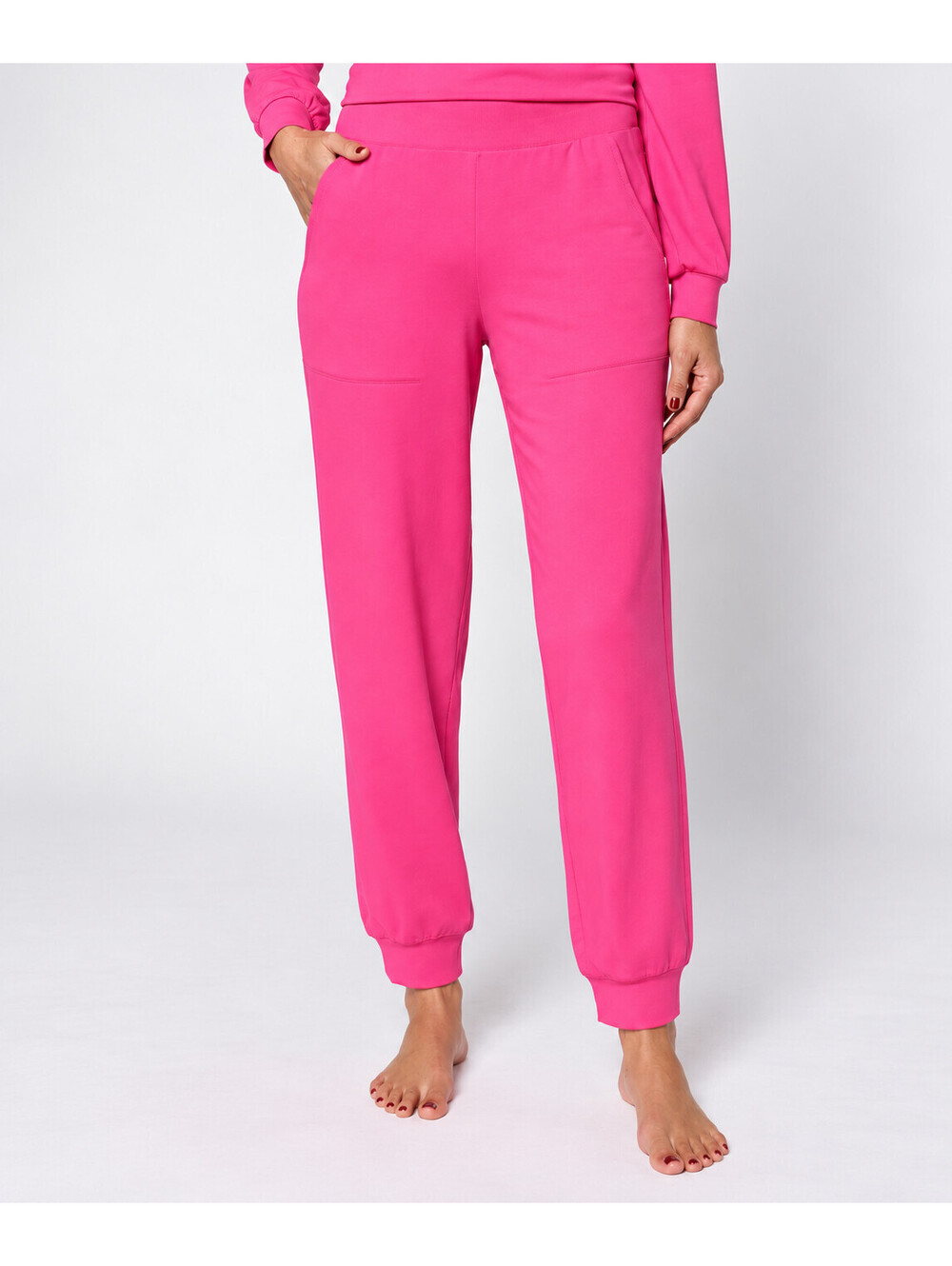 AnyBody Cozy Knit French Terry Slim Leg Jogger Pants Hot Pink, Size Tall Large